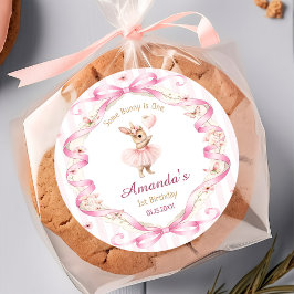 Adesivo Algum Coelhinho é Um Laço Rosa Xadrez 1º Aniversár