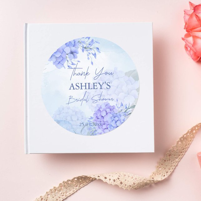 Adesivo Alguma coisa azul hortênsias elegante chá de noiva (Something blue bridal shower thank you favor stickers bridal shower favor gift stickers hydrangeas)