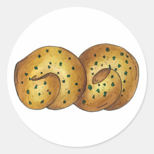 Adesivo Alho Nó Pão Pão Rolo Comida Italiano Chef