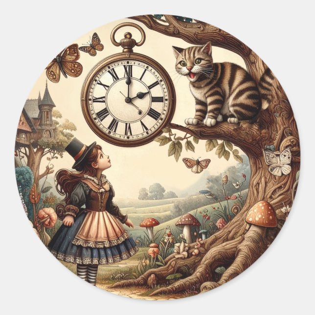 Adesivo Alice & Cheshire Cat: Whimsical Wonderland Fantasy (Frente)