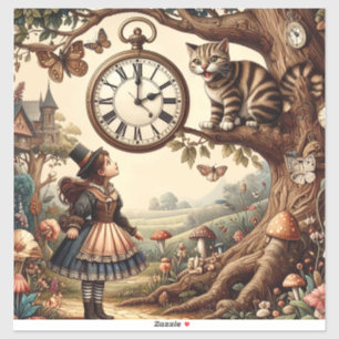 Adesivo Alice & Gato de Cheshire: Fantasia Caprichosa do P