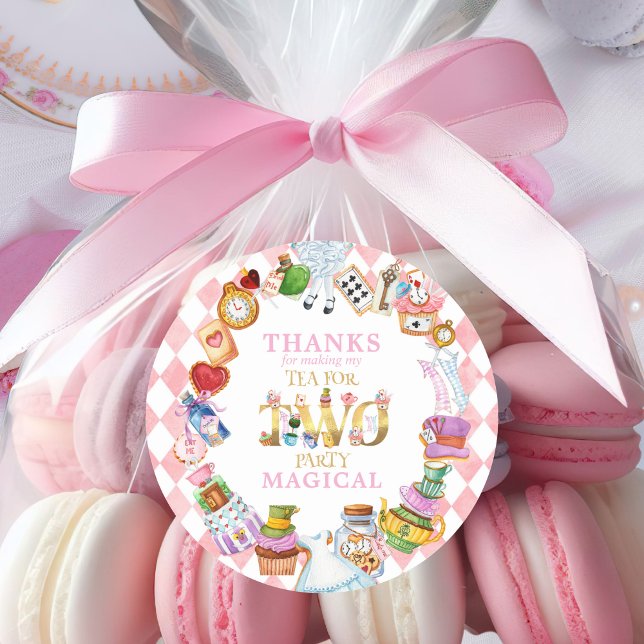 Adesivo Alice in Wonderland 2nd birthday Thank You Sticker (Criador carregado)