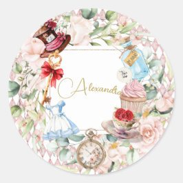 Adesivo Alice In Wonderland Watercolor Floral Pink