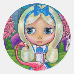 Adesivo Alice no País das Maravilhas e Flamingo Sticker