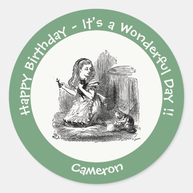 Adesivo Alice no Partido das Maravilhas - Alice e o Kitten (Frente)