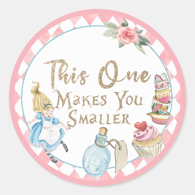Adesivo Alice no Wonderland Birthday Sticker, Favor, Etiqu (Frente)