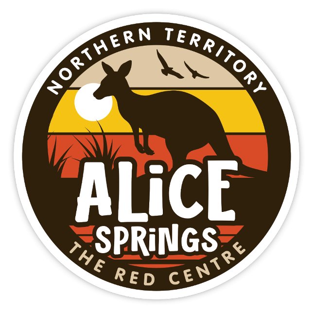 Adesivo Alice Primavera, NT Austrália Sticker (Alice Springs, Northern Territory Retro Round Sticker)