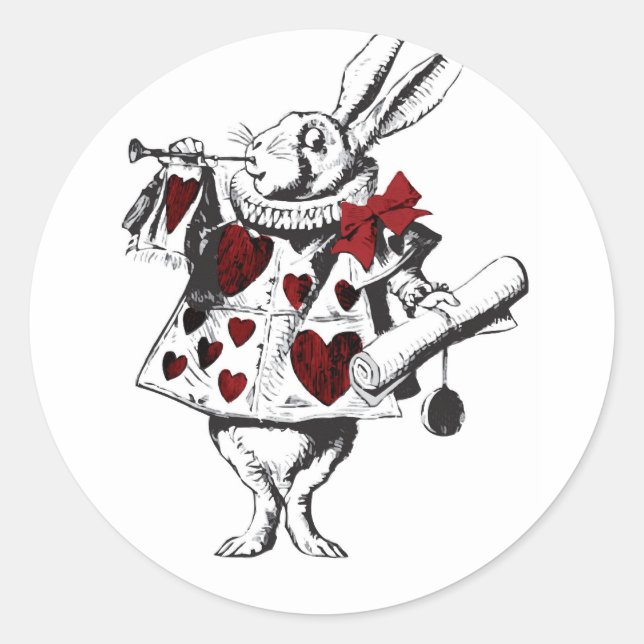 Adesivo Alice White Rabbit Red w Horn Red Hearts (Frente)
