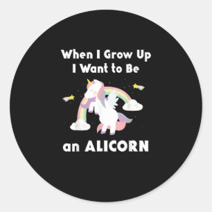 Adesivo Alicorn Quando Cresço Unicórnio Arco-Íris Pastel M