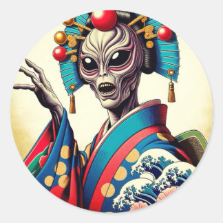 Adesivo Alien wearing a Japanese kimono シール