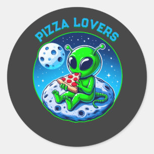 Adesivo Alienígena Adoradora de Pizza na Lua Cósmico div
