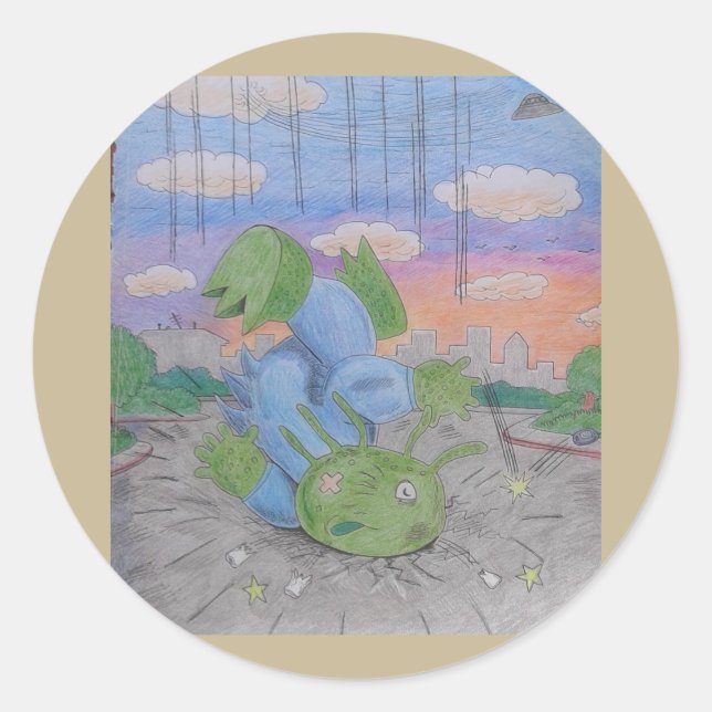 Adesivo Alienígena caiu do disco voador Roswell do OVNI (Frente)