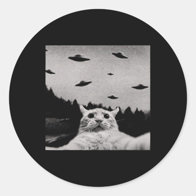 Adesivo Alienígena Cat Ufo - Ajustado Clássico (Frente)