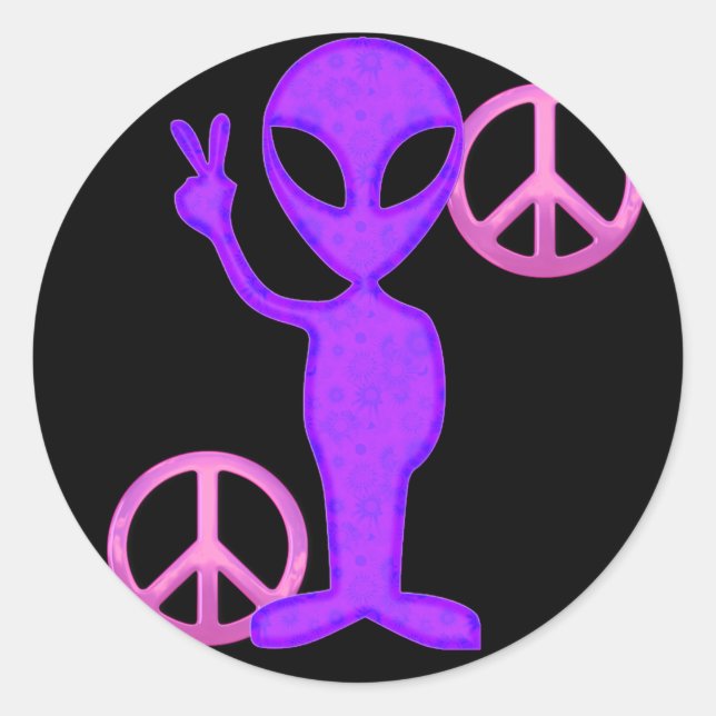 Adesivo Alienígena de paz roxa (Frente)