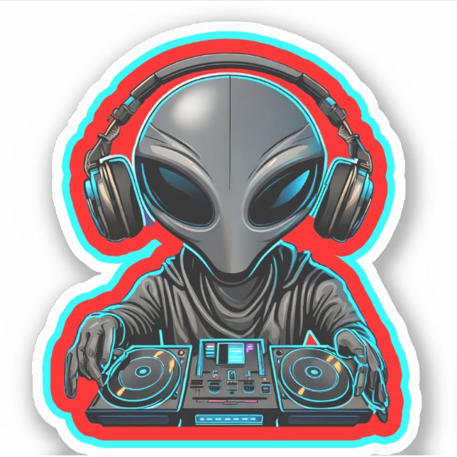 Adesivo Alienígena DJ (Frente)