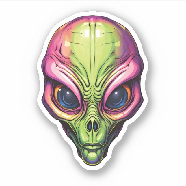 Adesivo Alienígena espacial colorida face Alienígena de de (Frente)