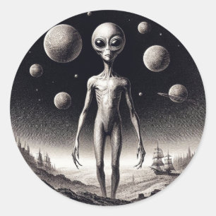 Adesivo Alienígena Espacial na Demonstração da Ficção Cien