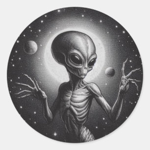 Adesivo Alienígena Espacial na Ilustração de Ficção Cientí