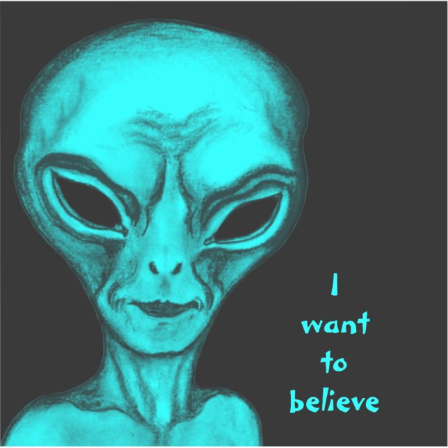 Adesivo Alienígena, eu quero acreditar (Frente)