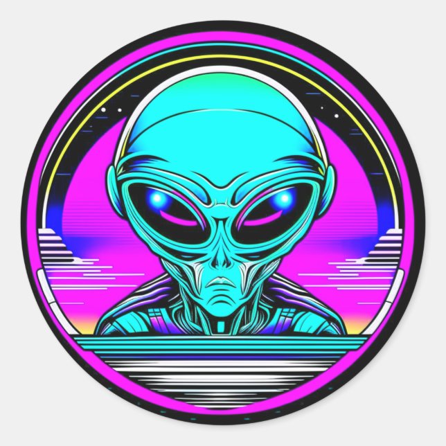 Adesivo Alienígena Extraterrestre Voando um OVNI (Frente)
