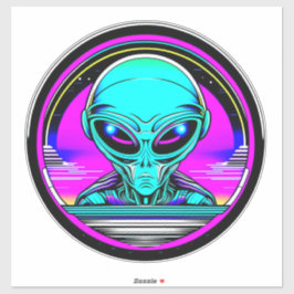 Adesivo Alienígena Extraterrestre Voando um OVNI