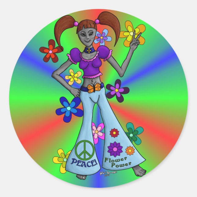 Adesivo Alienígena Hippy Round (Frente)