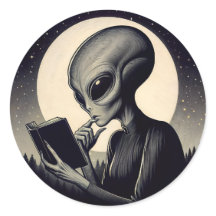 Alienígena Leitura de Livro Vintage Art