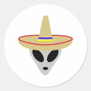 Adesivo alienígena mexicana sombrero