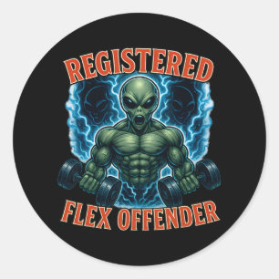 Adesivo Alienígena Muscular Registrada Flex Offender Funny