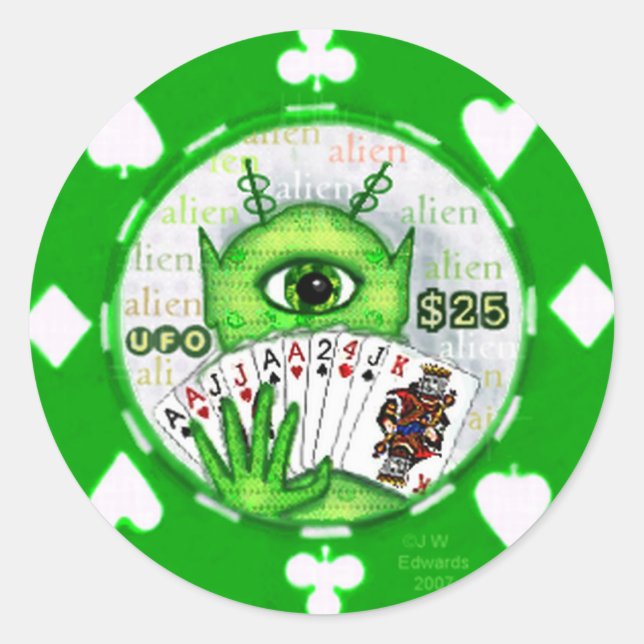 Adesivo Alienígena Poker Chip Sticker (Frente)