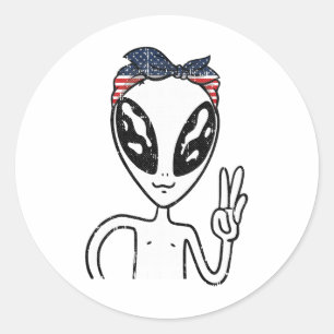 Adesivo Alienígena - Sinal de Paz 4 De Julho - Bandeira Am