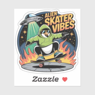 Adesivo Alienígena Skater Vibes - Skateboard Legal do Ping