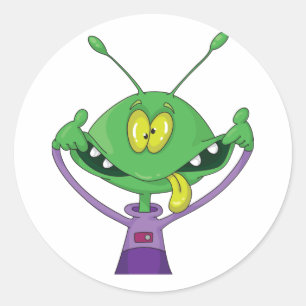 Adesivo Alienígena Verde Engraçado Fazendo Careta Boba