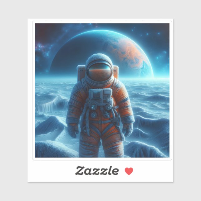 Adesivo Alienígena World Explorer sob o planeta distante (Folha)