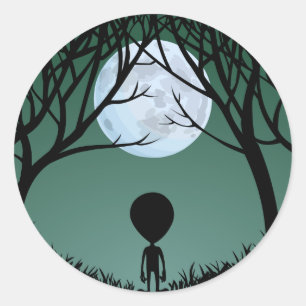 Adesivo Alienígenas com Alienígena de Halloween