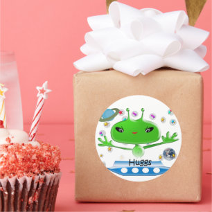 Adesivo Aliens de Espaço Exterior Verde e Bonito com Emba