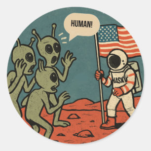 Adesivo Aliens engraçados e astronauta no espaço