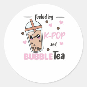 Adesivo Alimentado Por K-Pop E Bble Tea Kawaii Boba Tea