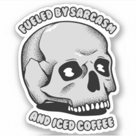 Adesivo Alimentado por sarcasmo e café gelado