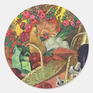 Adesivo Alimentos Orgânicos, Legumes de Jardim, Flores em 