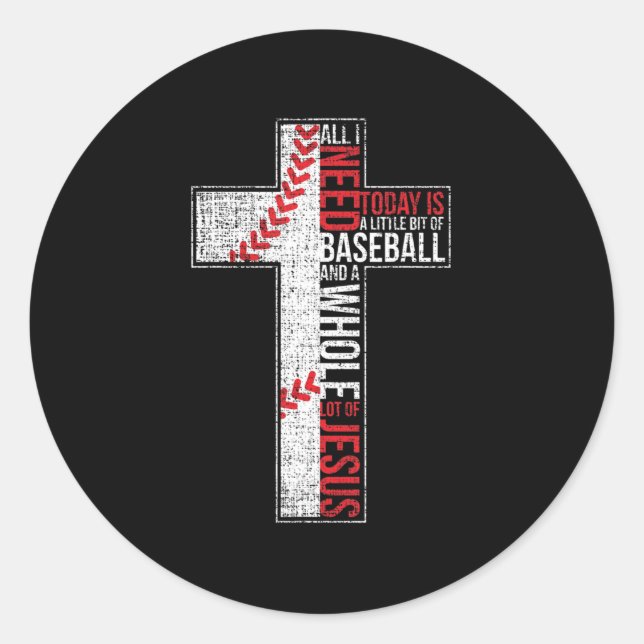 Adesivo All I Need Is Baseball & Jesus Christian Cross Fai (Frente)