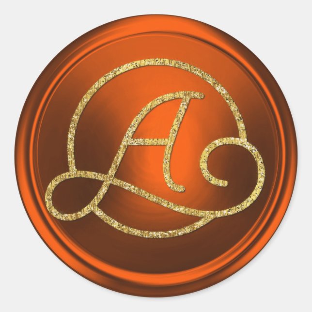 Adesivo ALL INITIALS Gold Circle Monogram Pumpkin Rust (Frente)