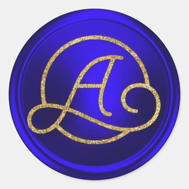 Adesivo ALL INITIALS Gold Circle Monogram Royal Blue (Frente)