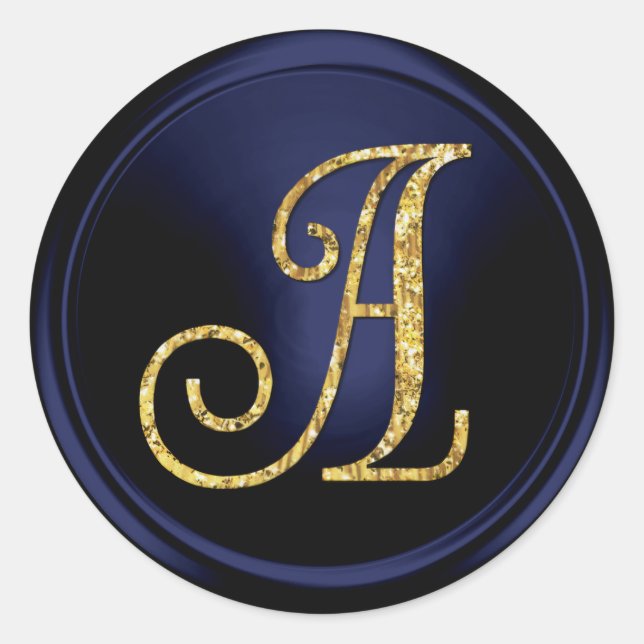 Adesivo ALL INITIALS Gold  Monogram 3 Navy Blue (Frente)