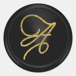 Adesivo ALL INITIALS Gold Script Monogram Black
