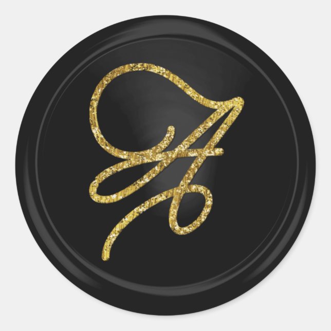 Adesivo ALL INITIALS Gold Script Monogram Black (Frente)