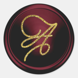 Adesivo ALL INITIALS Gold Script Monogram Burgundy