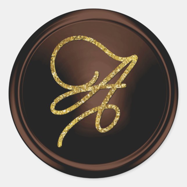 Adesivo ALL INITIALS Gold Script Monogram Chocolate (Frente)