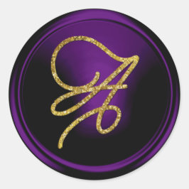 Adesivo ALL INITIALS Gold Script Monogram Dark Purple