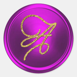 Adesivo ALL INITIALS Gold Script Monogram Fuschia